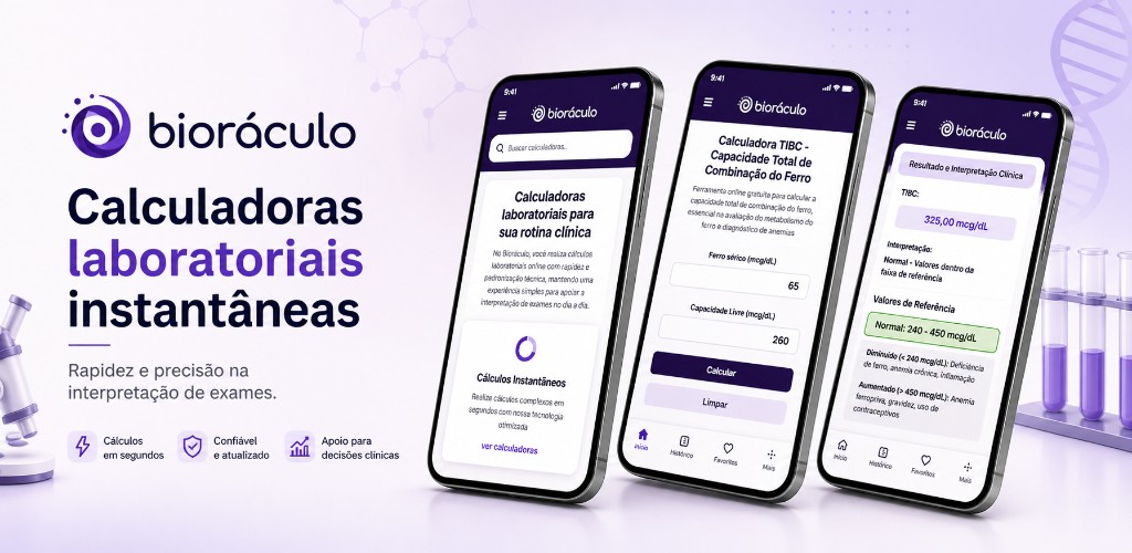Bioráculo: calculadoras laboratoriais instantâneas. Rapidez e precisão na interpretação de exames.